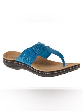 Clarks Laurieann Rae Floral Toe Post Sandal Turquoise 12W